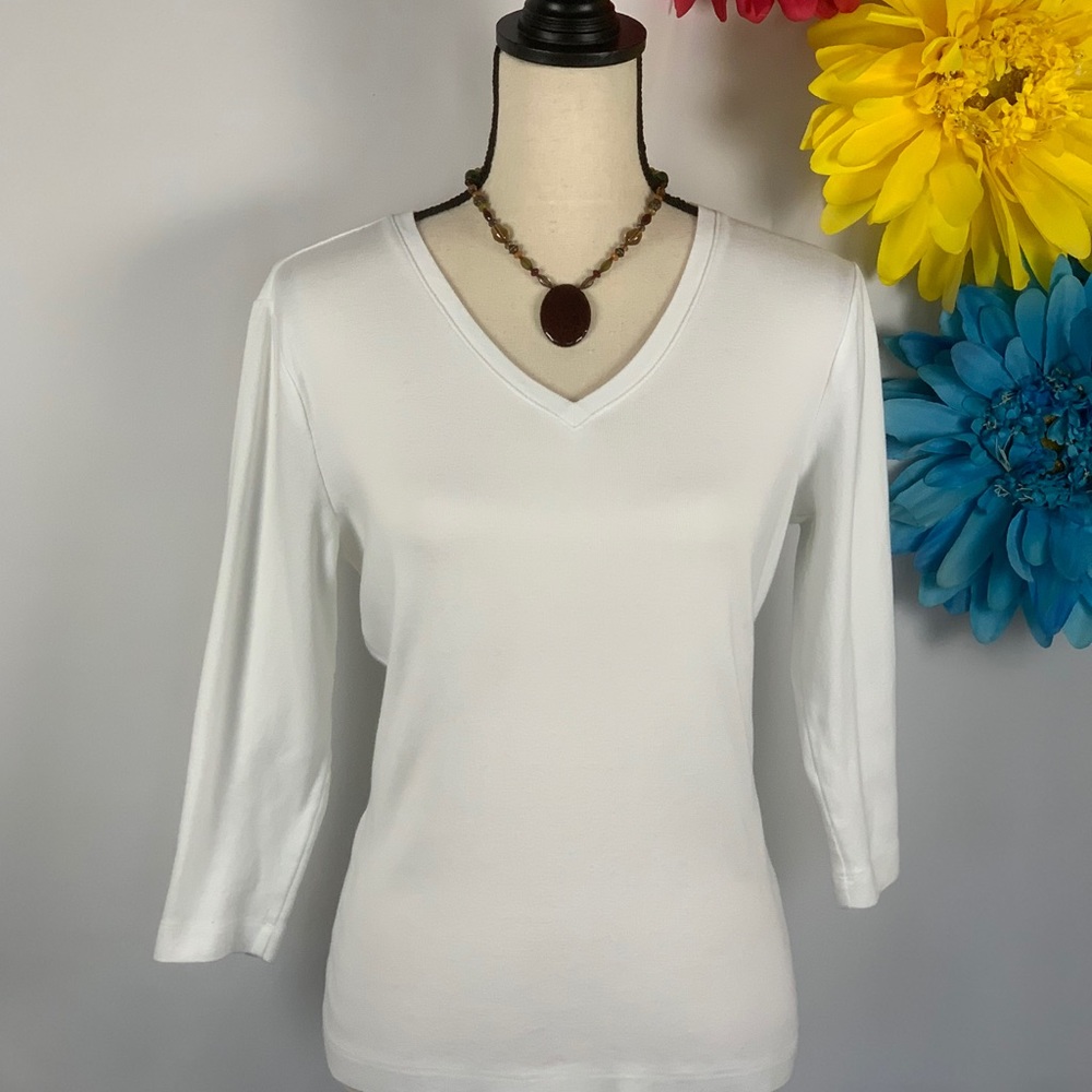 Preswick & Moore Solid White Long Sleeve Tee